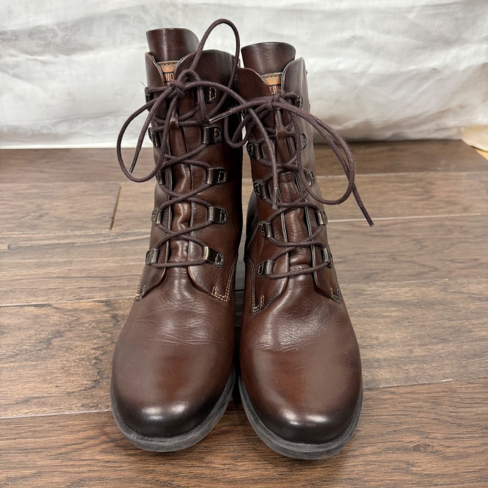 Pikolinos Le Mans Leather Lace Up Side Zip Ankle Boots Block Heel Size 40 - Picture 2 of 10